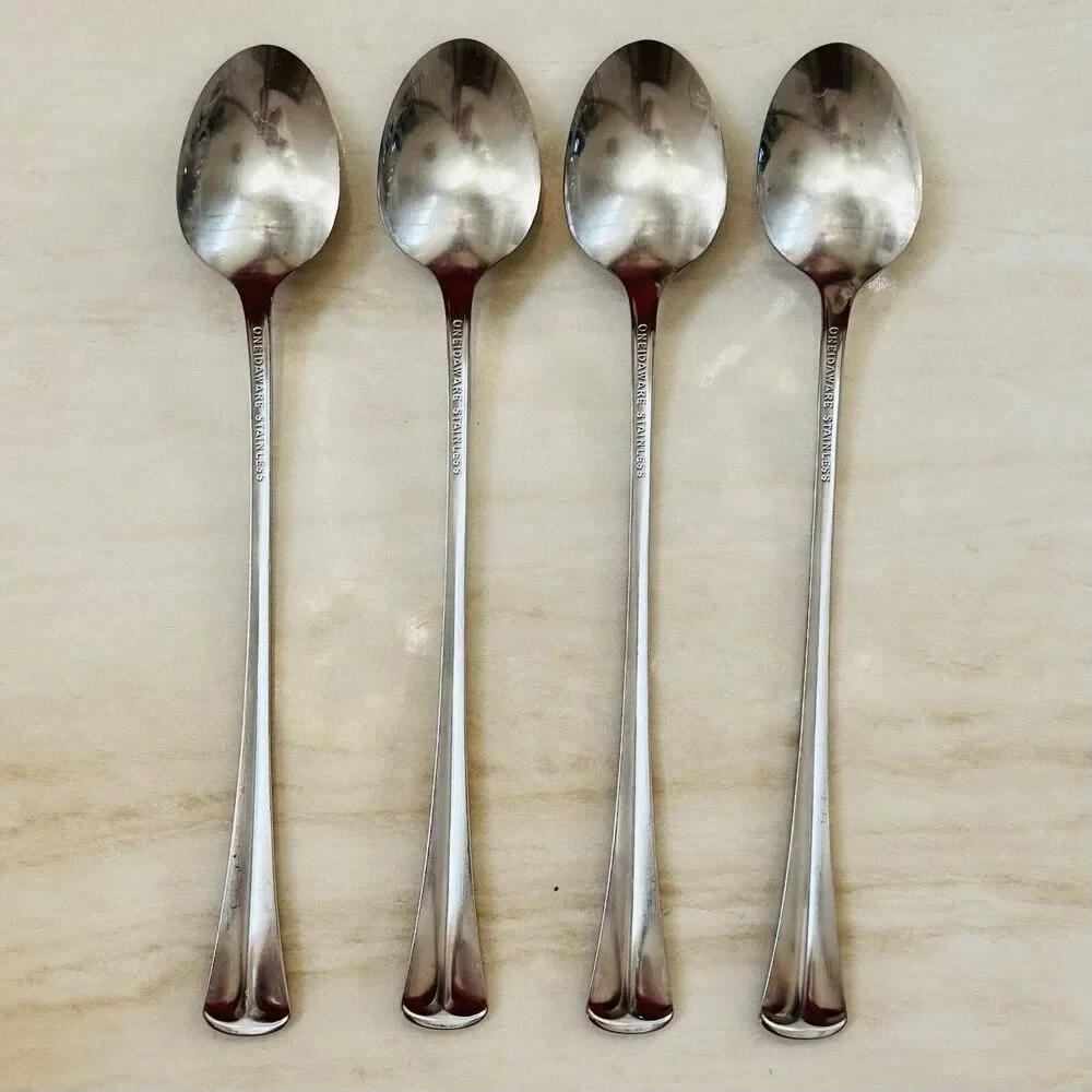 4pc ONEIDA Allegiance Iced Tea Spoons 7 1/2” Stainless Betty Crocker Oneidaware